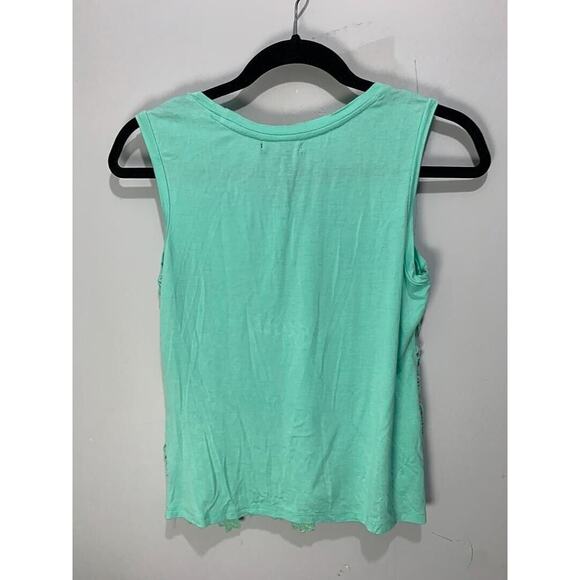Planet Gold Womens Lace Overlay Sleeveless Top Mint Green Medium - Picture 2 of 3